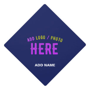 STYLISH MODERN CUSTOM NAVY BLUE VERIFIED BRANDED GRADUATION CAP TOPPER