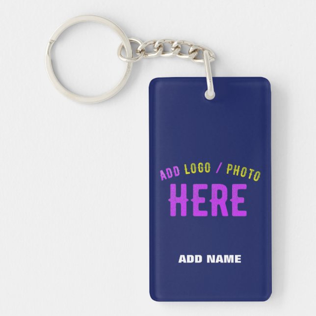 STYLISH MODERN CUSTOM NAVY BLUE VERIFIED BRANDED KEYCHAIN (Front)