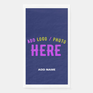STYLISH MODERN CUSTOM NAVY BLUE VERIFIED BRANDED PAPER GUEST TOWELS