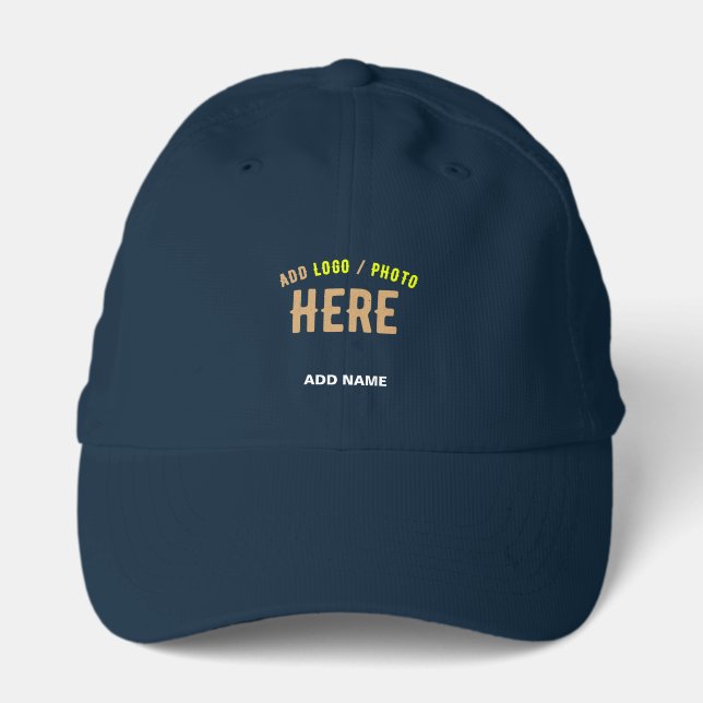 STYLISH MODERN CUSTOM NAVY BLUE VERIFIED BRANDED PERFORMANCE CAP (Front)