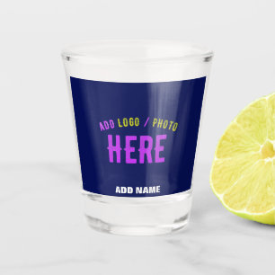 STYLISH MODERN CUSTOM NAVY BLUE VERIFIED BRANDED SHOT GLASS