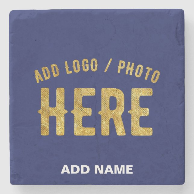 STYLISH MODERN CUSTOM NAVY BLUE VERIFIED BRANDED STONE COASTER (Front)