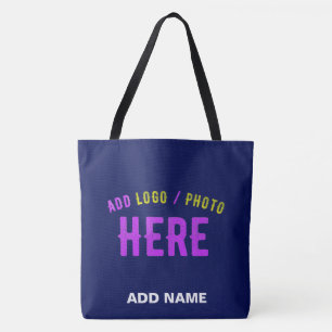 STYLISH MODERN CUSTOM NAVY BLUE VERIFIED BRANDED TOTE BAG