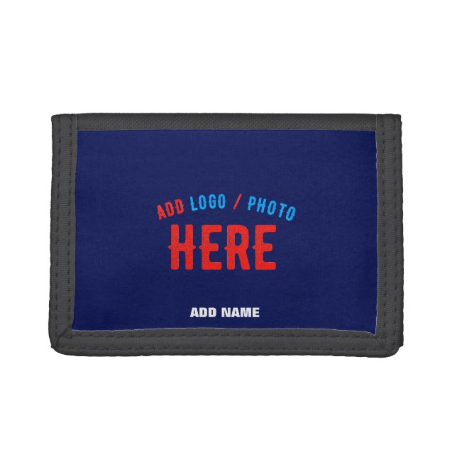 STYLISH MODERN CUSTOM NAVY BLUE VERIFIED BRANDED TRIFOLD WALLET (Front)