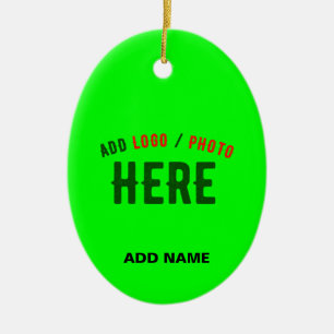 STYLISH MODERN CUSTOM NEON GREEN VERIFIED BRANDED CERAMIC ORNAMENT