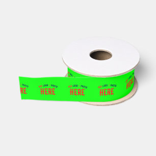 STYLISH MODERN CUSTOM NEON GREEN VERIFIED BRANDED GROSGRAIN RIBBON