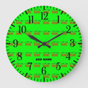 STYLISH MODERN CUSTOM NEON GREEN VERIFIED BRANDED LARGE CLOCK