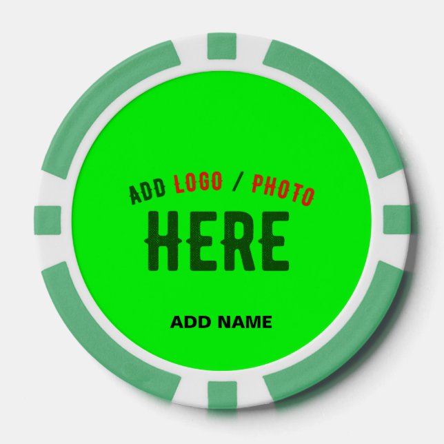 STYLISH MODERN CUSTOM NEON GREEN VERIFIED BRANDED POKER CHIPS (Front)