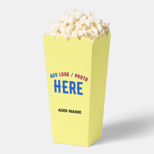 STYLISH MODERN CUSTOM PASTEL YELLOW BRAND POPCORN FAVOR BOXES