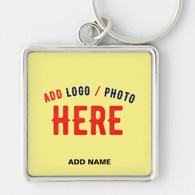 STYLISH MODERN CUSTOM PASTEL YELLOW VERIFIED BRAND KEYCHAIN (Front)