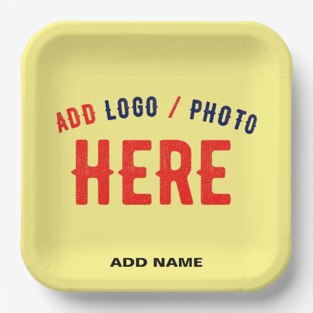 STYLISH MODERN CUSTOM PASTEL YELLOW VERIFIED BRAND PAPER PLATES (Front)