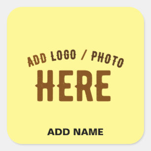 STYLISH MODERN CUSTOM PASTEL YELLOW VERIFIED BRAND SQUARE STICKER