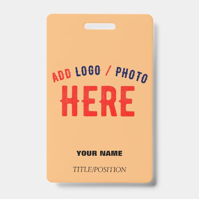 STYLISH MODERN CUSTOM PEACH ORANGE LANYARD BRANDED BADGE (Front)