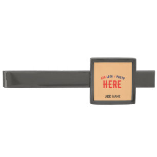 STYLISH MODERN CUSTOM PEACH ORANGE VERIFIED BRAND GUNMETAL FINISH TIE BAR