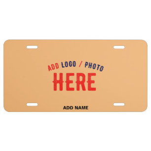 STYLISH MODERN CUSTOM PEACH ORANGE VERIFIED BRAND LICENSE PLATE