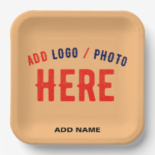 STYLISH MODERN CUSTOM PEACH ORANGE VERIFIED BRAND PAPER PLATES