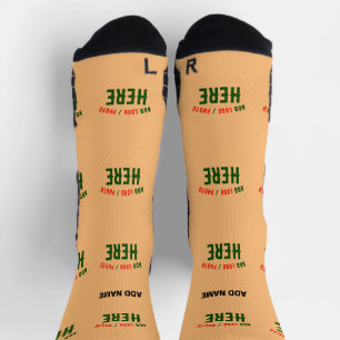 STYLISH MODERN CUSTOM PEACH ORANGE VERIFIED BRAND SOCKS