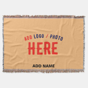 STYLISH MODERN CUSTOM PEACH ORANGE VERIFIED BRAND THROW BLANKET