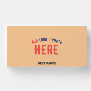 STYLISH MODERN CUSTOM PEACH ORANGE VERIFIED BRAND WOODEN BOX SIGN