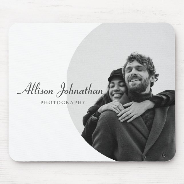 Stylish Modern Custom Photo Black White Mouse Pad (Front)