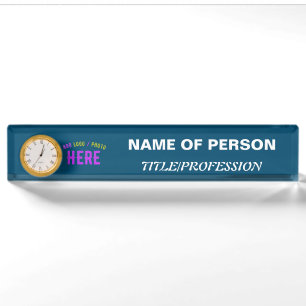 STYLISH MODERN CUSTOM PRUSSIAN BLUE VERIFIED BRAND DESK NAME PLATE