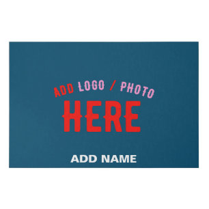 STYLISH MODERN CUSTOM PRUSSIAN BLUE VERIFIED BRAND FAUX CANVAS PRINT