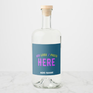 STYLISH MODERN CUSTOM PRUSSIAN BLUE VERIFIED BRAND LIQUOR BOTTLE LABEL