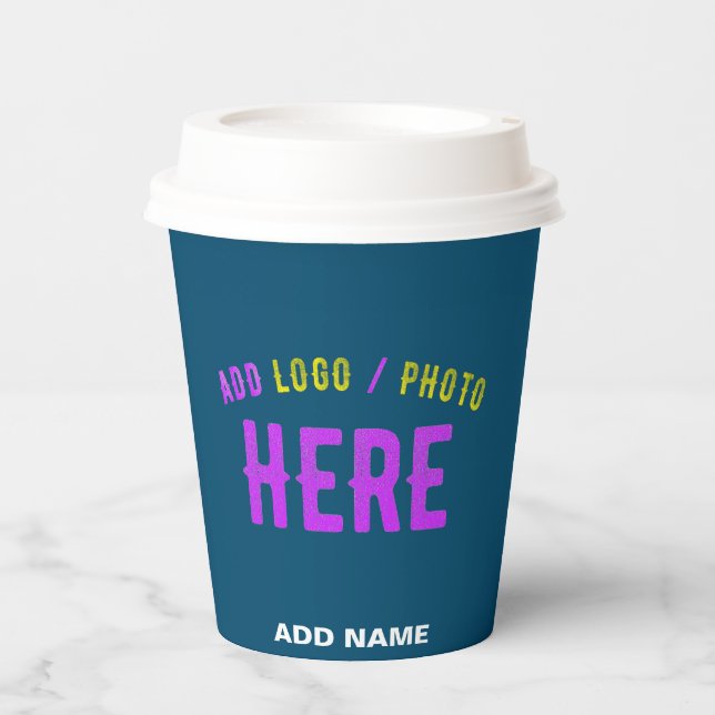 STYLISH MODERN CUSTOM PRUSSIAN BLUE VERIFIED BRAND PAPER CUPS (Front)