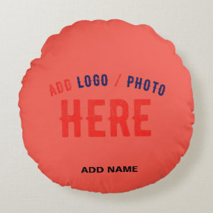 STYLISH MODERN CUSTOM RED ORANGE VERIFIED BRAND ROUND PILLOW