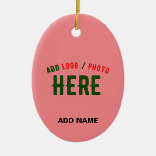 STYLISH MODERN CUSTOM SALMON PINK VERIFIED BRANDED CERAMIC ORNAMENT