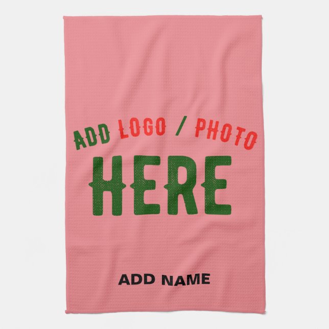 STYLISH MODERN CUSTOM SALMON PINK VERIFIED BRANDED KITCHEN TOWEL (Vertical)