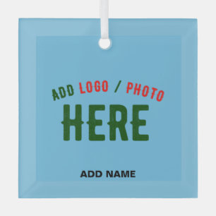STYLISH MODERN CUSTOM SWAG SKY BLUE VERIFIED BRAND GLASS ORNAMENT