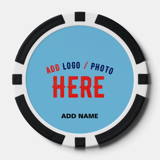 STYLISH MODERN CUSTOM SWAG SKY BLUE VERIFIED BRAND POKER CHIPS (Front)