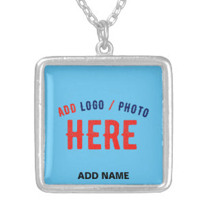 STYLISH MODERN CUSTOM SWAG SKY BLUE VERIFIED BRAND SILVER PLATED NECKLACE