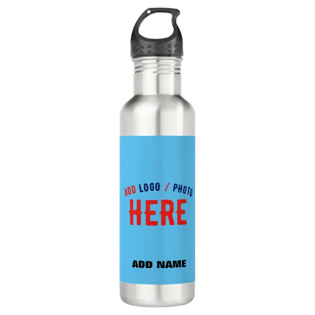 STYLISH MODERN CUSTOM SWAG SKY BLUE VERIFIED BRAND STAINLESS STEEL WATER BOTTLE (Front)