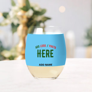 STYLISH MODERN CUSTOM SWAG SKY BLUE VERIFIED BRAND STEMLESS WINE GLASS
