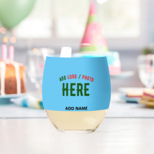 STYLISH MODERN CUSTOM SWAG SKY BLUE VERIFIED BRAND STEMLESS WINE GLASS
