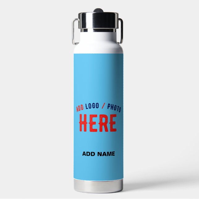 STYLISH MODERN CUSTOM SWAG SKY BLUE VERIFIED BRAND WATER BOTTLE (Front)