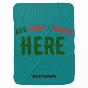 STYLISH MODERN CUSTOM TEAL GREEN VERIFIED BRANDED BABY BLANKET