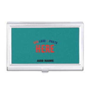 STYLISH MODERN CUSTOM TEAL GREEN VERIFIED BRANDED BUSINESS CARD CASE