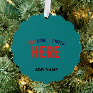 STYLISH MODERN CUSTOM TEAL GREEN VERIFIED BRANDED ORNAMENT CARD