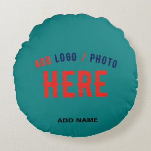 STYLISH MODERN CUSTOM TEAL GREEN VERIFIED BRANDED ROUND PILLOW