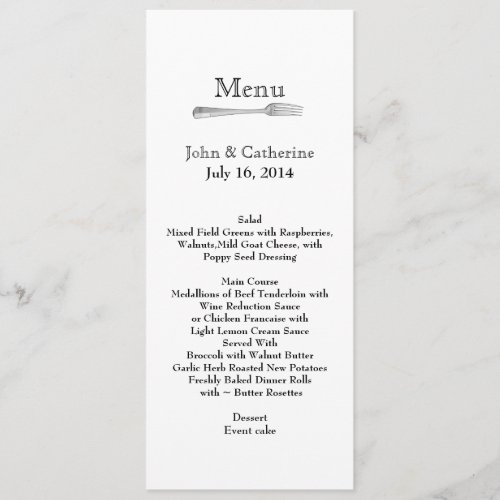 Stylish Modern Custom Wedding Table Menu