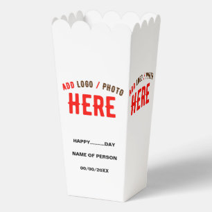 STYLISH MODERN CUSTOM WHITE VERIFIED BRAND POPCORN FAVOR BOXES