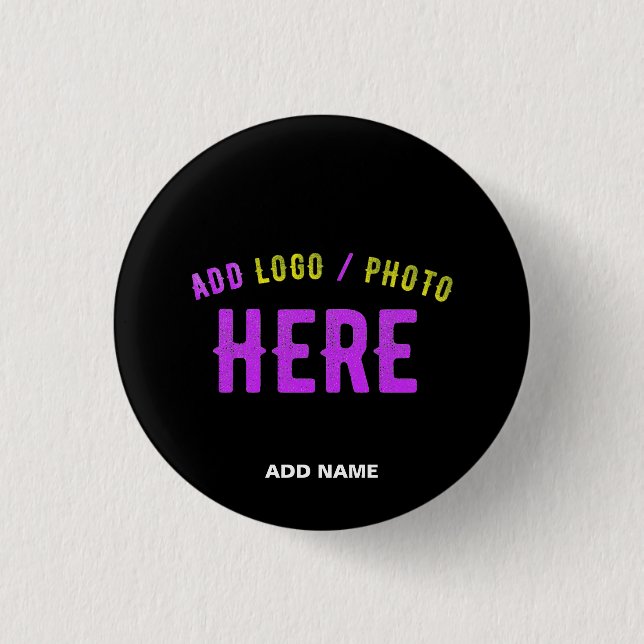 STYLISH MODERN CUSTOMIZABLE BLACK BRANDED ROUND BUTTON (Front)