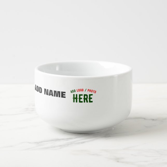 STYLISH MODERN CUSTOMIZABLE BLACK VERIFIED BRAND SOUP MUG (Front)