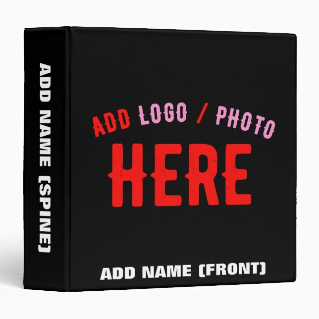 STYLISH MODERN CUSTOMIZABLE BLACK VERIFIED BRANDED 3 RING BINDER (Front/Spine)