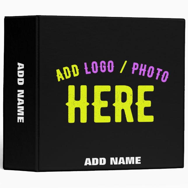 STYLISH MODERN CUSTOMIZABLE BLACK VERIFIED BRANDED 3 RING BINDER (Front/Spine)