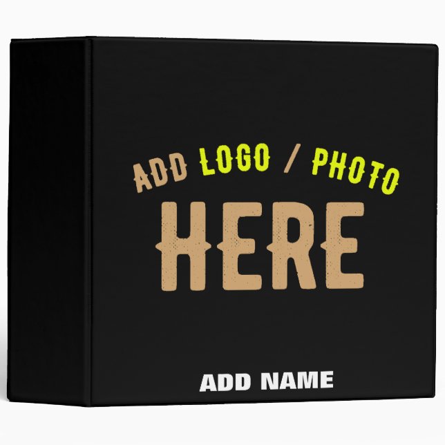 STYLISH MODERN CUSTOMIZABLE BLACK VERIFIED BRANDED 3 RING BINDER (Front/Spine)