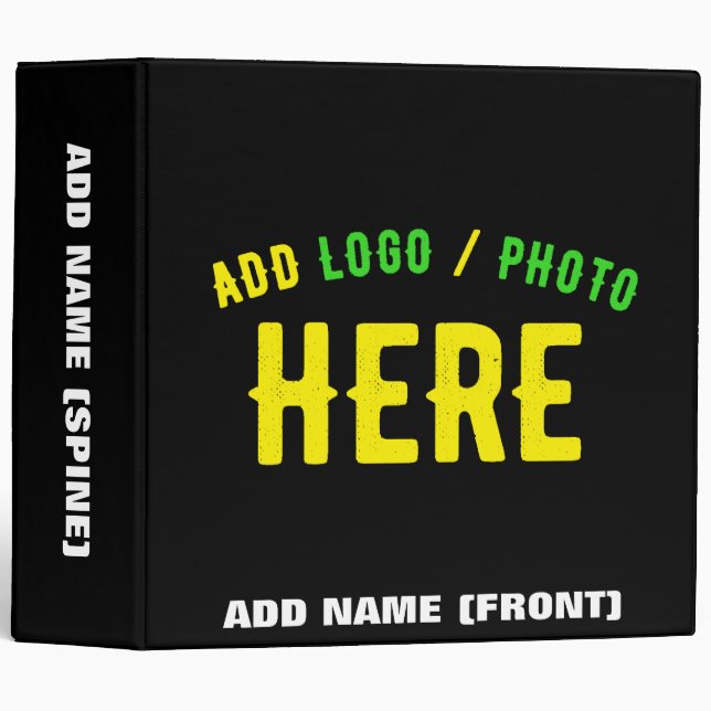 STYLISH MODERN CUSTOMIZABLE BLACK VERIFIED BRANDED 3 RING BINDER (Front/Spine)